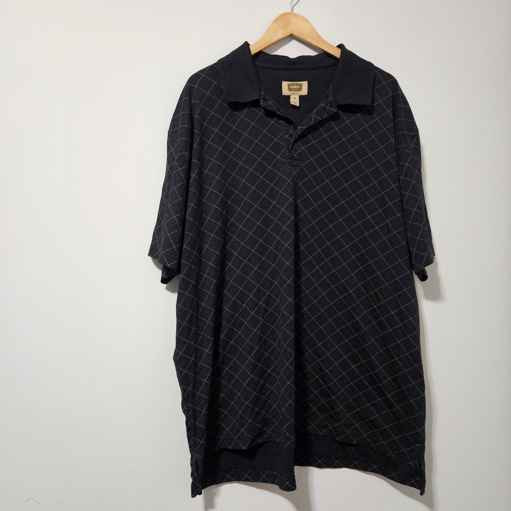 Foundry Supply‎ Co Mens 3XL Black Diamond Grid Quick-Dri Pima Cotton Polo Shirt